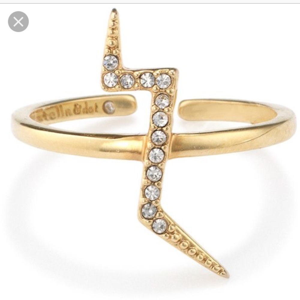 Gold lighting ring with pave gemstones